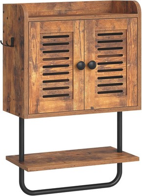 HOOBRO Bathroom Wall Cabinet, Double Doors Medicine Cabinet with Towel Bar, Adju