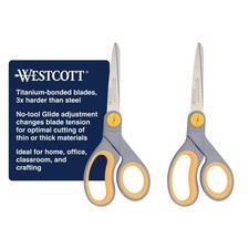 Westcott 8  Titanium Bonded Scissors with Adjustable Glide and Soft Handle, 2...
