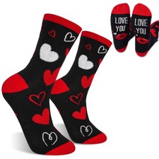 Valentines Day Gift Mens Heart Pattern Socks for Him Her Boys Large Love Pair