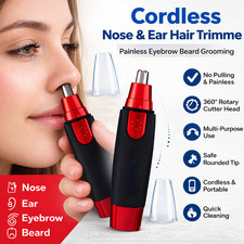 Cordless Nose Ear Hair Trimmer Painless Eyebrow Beard Grooming Cleaning Razor