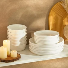 Sweese Plates and Bowls Sets,18 Pieces Modern Porcelain Dinnerware Set for 6 ...