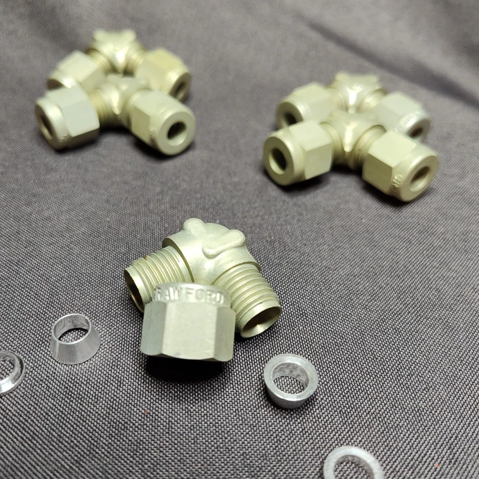 Lote de 5 accesorios de aluminio SWAGELOK A-400-9 1/4” tubo 90° unión de codo NOS Foto 4 de 4