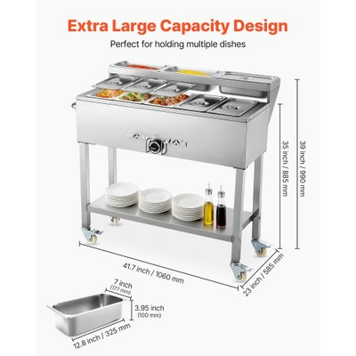 #ad VEVOR Commercial Propane Steam Table 5 Food Pans amp; 3 Condiment Pans LP Gas Out $435.54