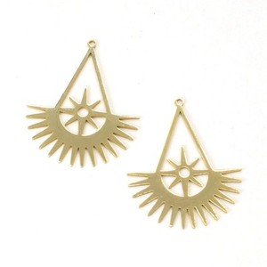 Authentic 2PCS Gold Plated Geometric Charm Pendant 35X42mm GQZ04-G