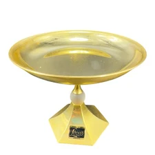 Lovsjo 24 Kar Gold Plated With Crystal Ball Footed Dish Compote Dish Bowl Sweden