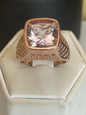 Ring Rotgold vergoldet Sterlingsilber hochmontierter Amethyst Größe N