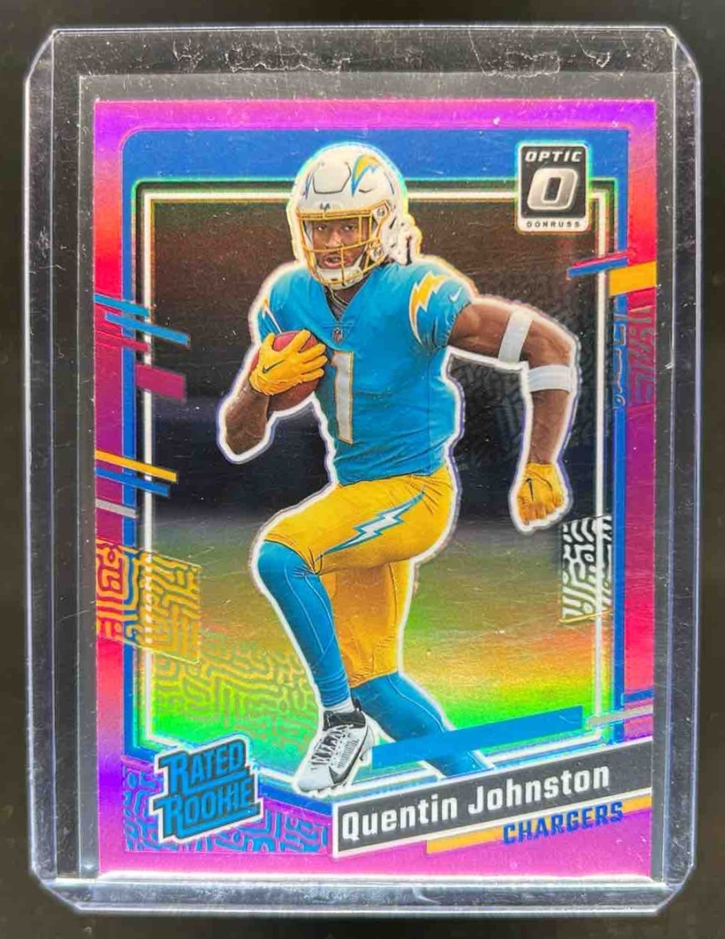 2023 Donruss Quentin Johnston Optic Rated Rookie Preview Pink Prizm RC #353
