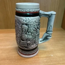 Collectible Beer Stein Mug ~ AVON 1985 Locomotives Trains #103179