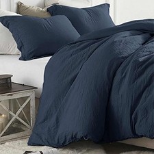 Blue Size Comforter Set, 3 Piece Soft Modern Bedding Set, Lightweight King Navy
