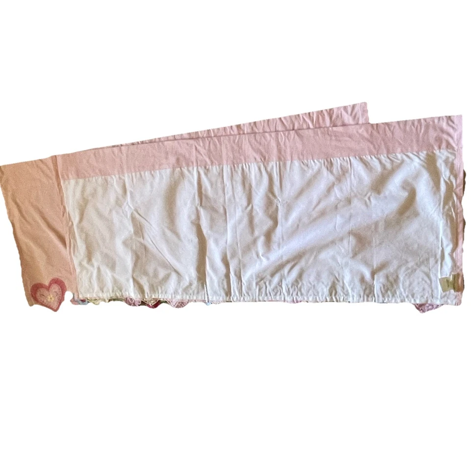 Lot Of 2 Pottery Barn Kid Pink Heart Quilted Valance Lined Cotton Floral 18x44” - Image 2 of 4