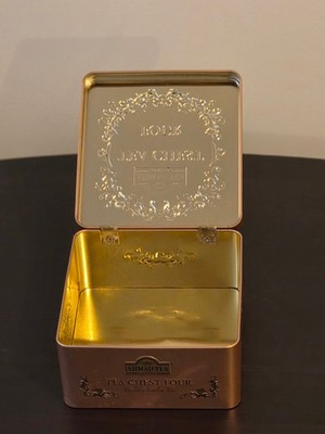 DECORATIVE TEA CHEST 5.5'' x 5.5'' x 3'' TIN