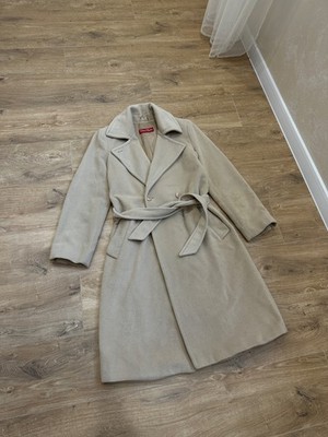 Max Mara Studio Wool/ Angora beige Belted women's Coat Size : 42