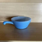 Vintage Fire-King Oven Ware Blue Ribbed Handled Soup Bowl 5” Made USA