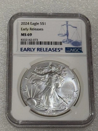 2024 SILVER EAGLE  NGC MS 69 FIRST RELEASES ~ PRISTINE ~ NO SPOTS (073)
