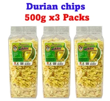 3x Fried Durian Chips Monthong Original Natural Flavor Small Pieces Thai 500g
