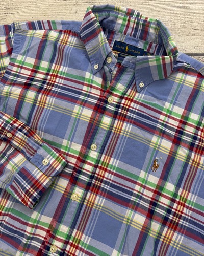 RALPH LAUREN Mens Large Multi Plaid Classic Fit Long Sleeve Button Down Shirt
