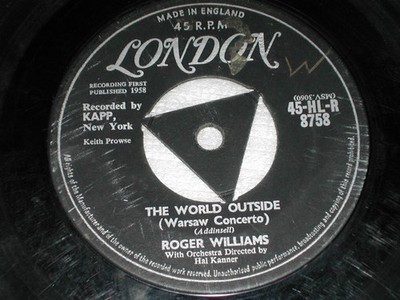 Roger Williams - World Outside - Used Vinyl Record 7 - G8100z