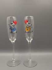 2 x Uli Stein Sektgläser  "Maus mit Herz" Vintage Hochzeit Geschenk, Knollennase