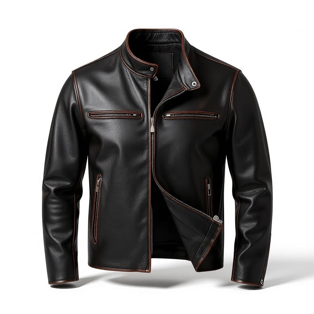 Cafe Racer Men's Leather Jacket Motorcycle Biker Distressed Buffalo hide Leather