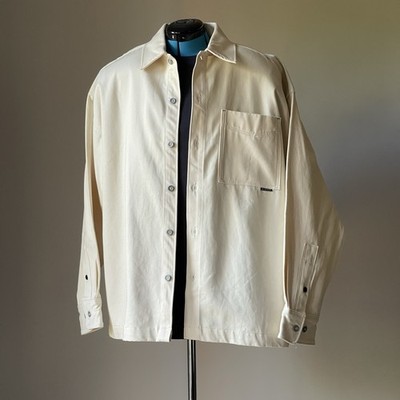 $190 G-Star RAW Boxy Over Shirt L No Dye White Denim Shacket NWT D23007-D300-159