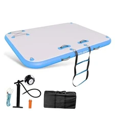 Inflatable Floating Dock Mat,6 inches Thick Inflatable Blue 10ft x 6 ft x 6in