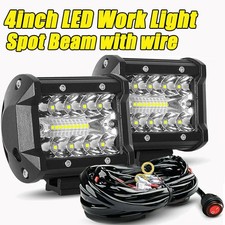 2x 4inch Led Work Light Bar Spot Flood Combo Fog Driving Offroad 4wd Wiring Kit