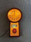Vintage 1980s Miller Lite Beer Lighted Wall Clock Sign 12” x 22” tested new