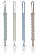 SLotic Stylish Silicone Pacifier Clips, 4-Pack Pacifier Holder with Flexible Wov