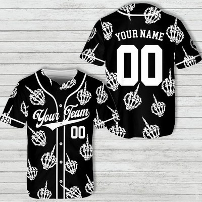 Custom Skeleton Hand Baseball Jersey