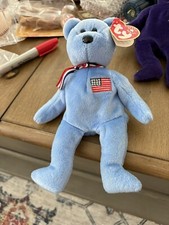 TY Beanie Baby America the Bear Plush Rare with Errors In Memory of 9/11/2001