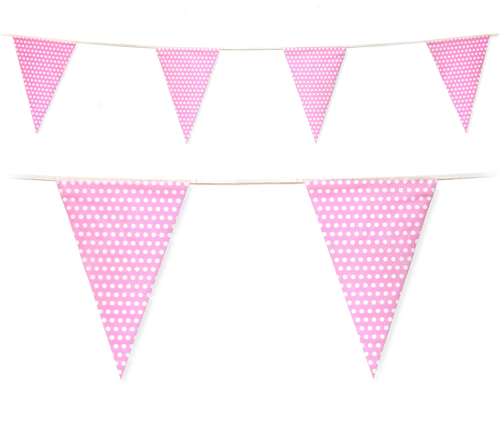 Pink Polka Dot Bunting 10m with 20 Pennants - Baby Girl Welcome, Pink Party