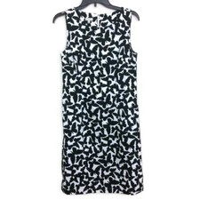 Talbots Women's  Sheath Dress Butterfly Animal Print Size 4 Black & White Boho 