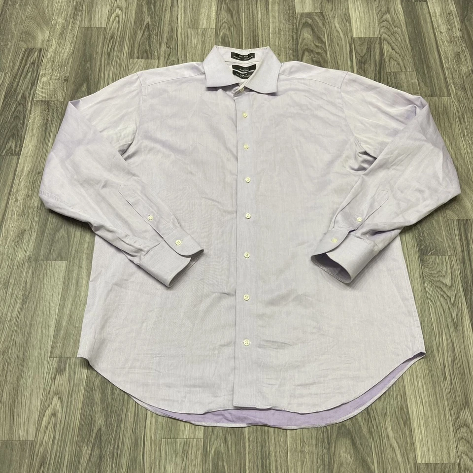 BLACK SAKS FIFTH AVENUE Slim Fit Button Up Lilac Dress Shirt Men's 16.5-34/35 - Image 2 of 4