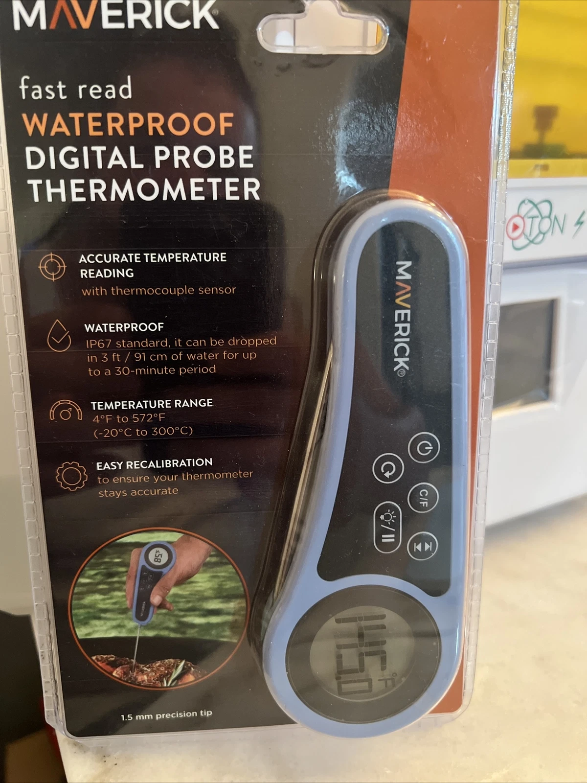 Maverick PT-55 Digital Meat Thermometer, Blue - New