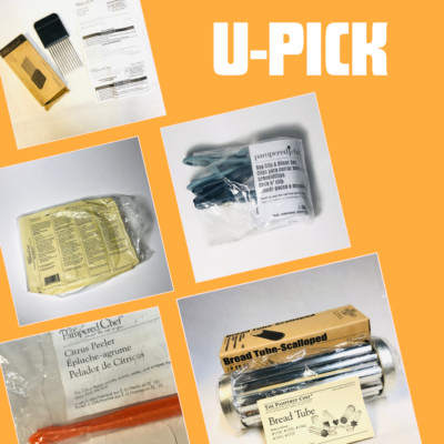 U-Pick NEW Open Box Pampered Chef Bag Clip and Slicer Set Food Processor Lid