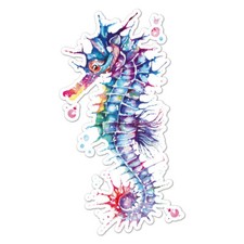 Watercolor Seahorse, Vinyl Decal Sticker, Indoor Outdoor, 3 Sizes, 8933
