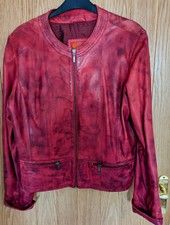 Helium Red Leather Jacket 16 18 Stretch Slim Fit Oxblood Smart Biker Soft Ladies