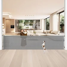 42” x 200” Extra Wide Black Retractable Baby Pet Gate,  Gray
