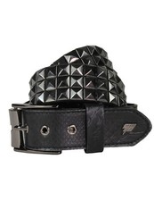 Triple Studded Leather Belt Black and Snakeskin - Lowlife