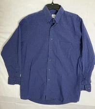 Mens Geoffrey Beene Regular Fit Casual Button Up Shirt M 15-15.5 Blue