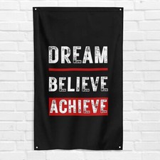 Dream Believe Achieve 3x5 ft Gym Flag Exercise Workout Motivational Banner