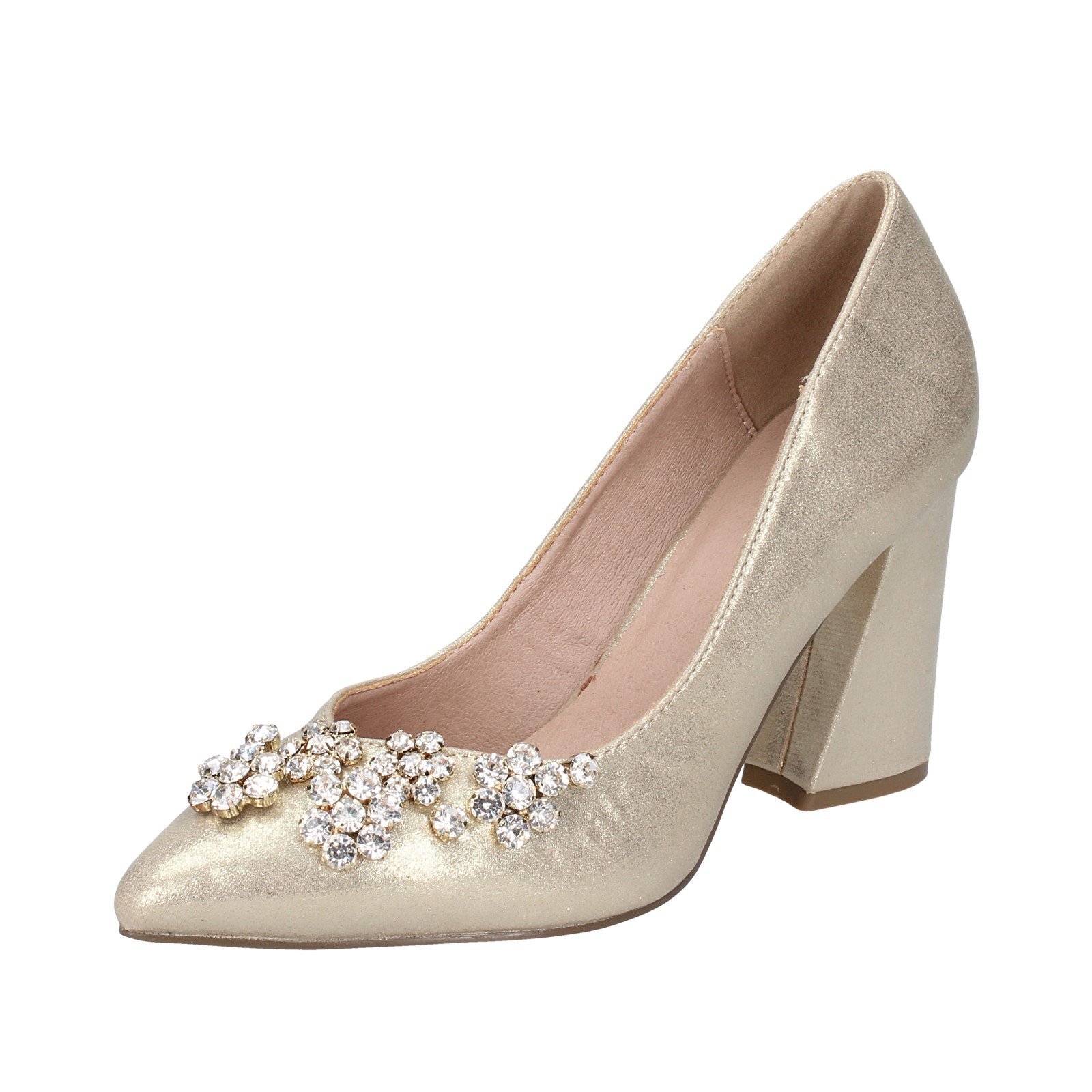 Женская обувь MENBUR 6 (EU 36) туфли-лодочки из золотистого текстиля со стразами EY935-36