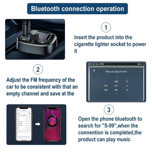 Baseus Bluetooth FM Transmitter Auto MP3 Player 2USB KFZ Freisprechanlage 3.4A - Afbeelding 9 van 12