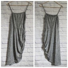Reformation Flare Mini Dress S Silver Metallic NEW Ruched Bodycon Party Club