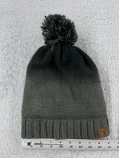 C.C Exclusives Beanie Toque Womens One Size Gray Black Knit Acrylic Lined Pom