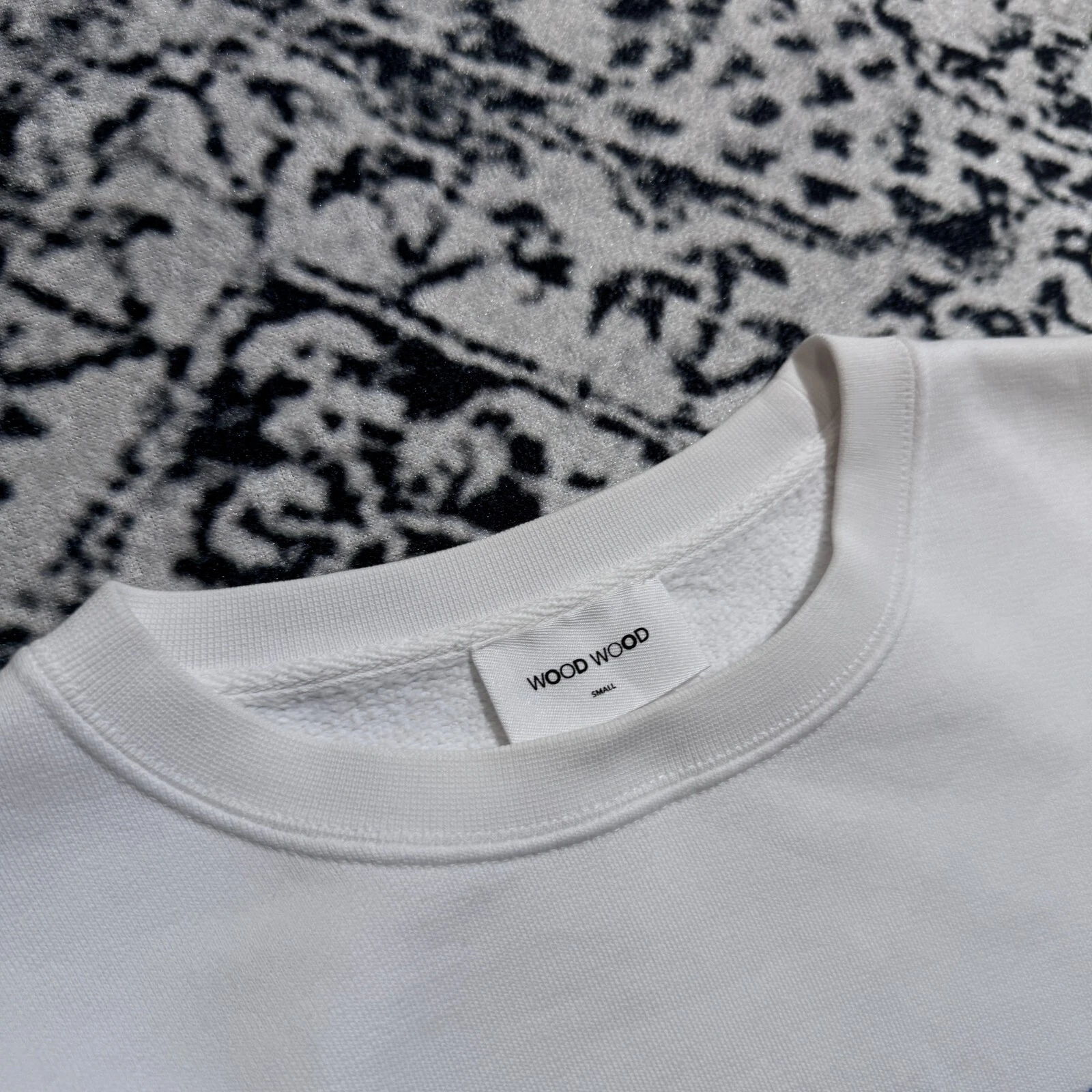 GUCCI Girocollo vintage legno unisex cotone bianco taglia S Y2K anni 90 archivio arte moda