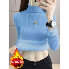 Winter Sweater Women Thicken Velvet Lined Warm Pullover Top Knitwear Jumper