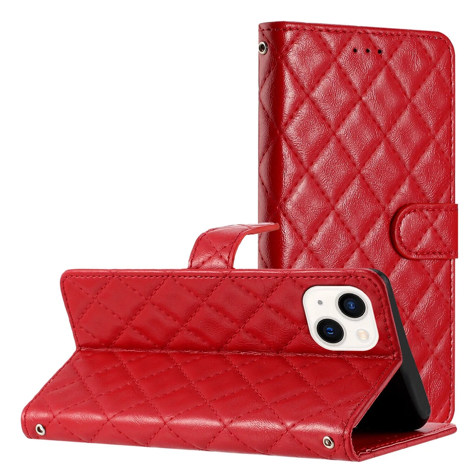 Grid Leather Wallet Phone Case For Huawei P30 P40 P50 Y7 Y5 Y5P P20 Nova 9 5T - Image 3 of 4