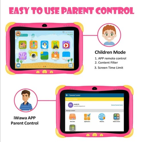 8-inch Kids Android Tablet for Age 6-12 Parental Control Dual Camera Pink - Picture 5 of 7