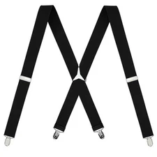 Men's X-Back 1.4 Inches Wide 4-Clips Adjustable Suspenders, Black